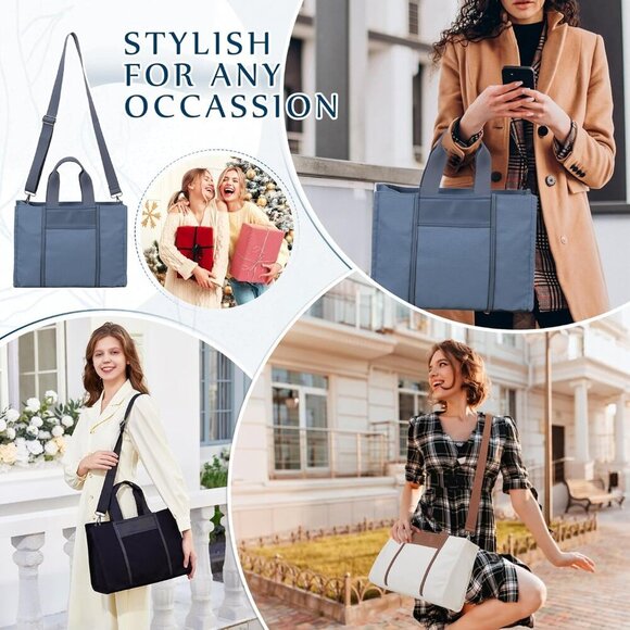 Canvas Tote Bag Women Large Capacity Crossbody Shoulder Stylish Durable - Picture 5 of 7